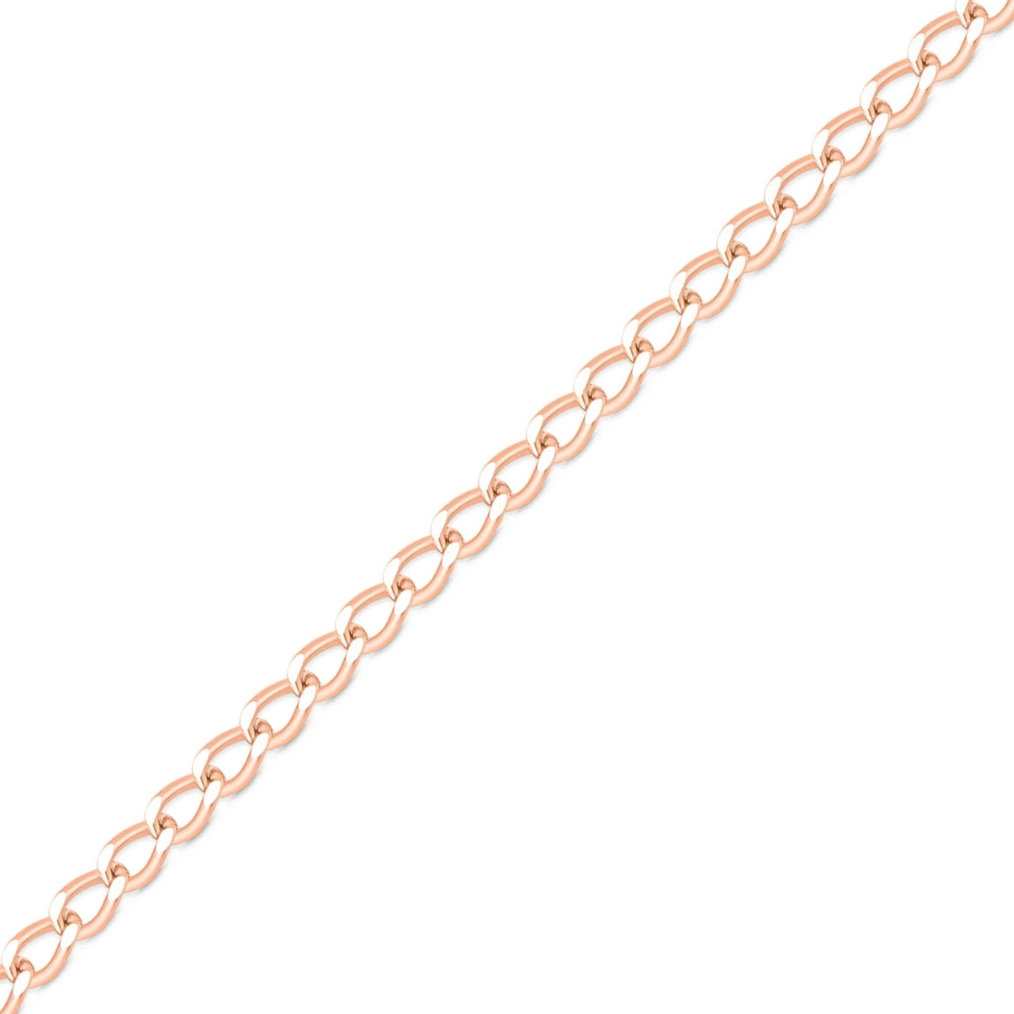 0.9mm Fine Diamond Cut Curb 14K Solid Rose Gold Permanent Jewelry Chain - By the Inch / PMJ0006