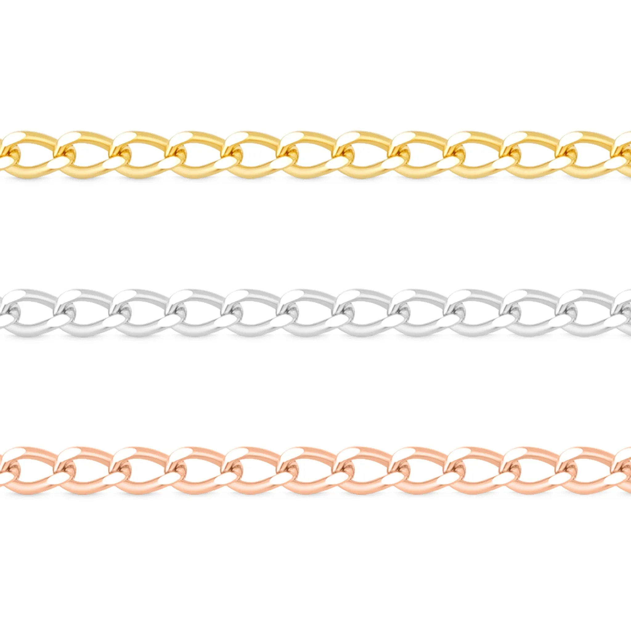 0.9mm Fine Diamond Cut Curb 14K Solid Rose Gold Permanent Jewelry Chain - By the Inch / PMJ0006