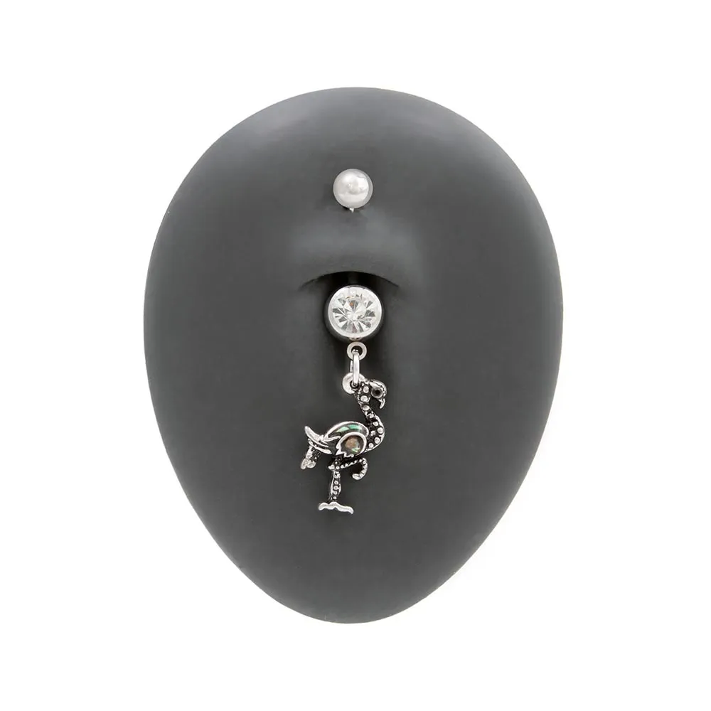 14g 3/8” Vintage Flamingo Dangle Belly Button Ring