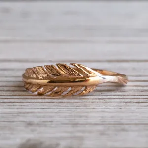 14K Rose Gold Feather Ring
