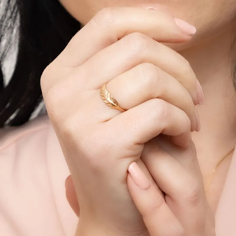 14K Rose Gold Feather Ring