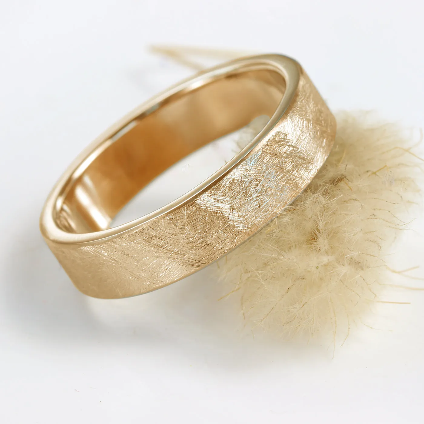 18ct Rose Gold 5mm Urban Finish Flat Wedding Ring