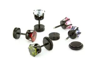 18g Prong Set 6mm Jewel PVD Black Threaded Stud Earring — Price Per 1