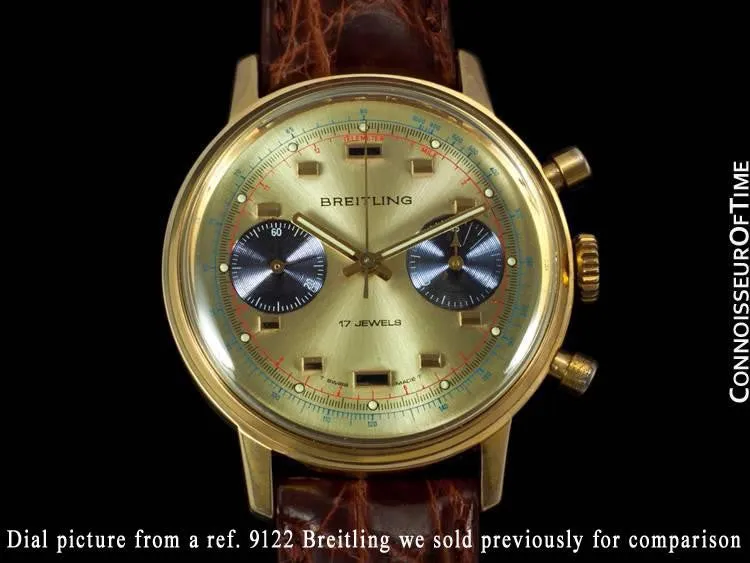 1960's Wakmann (Breitling) Vintage Pilot's Large Waterproof Chronograph - 18K Gold Plated & Stainless Steel
