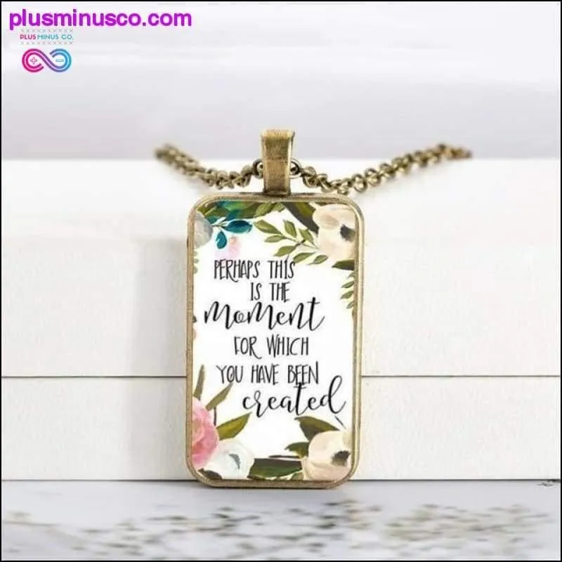 2020 New Bible Verse Necklace Boho Flower Rectangle Glass