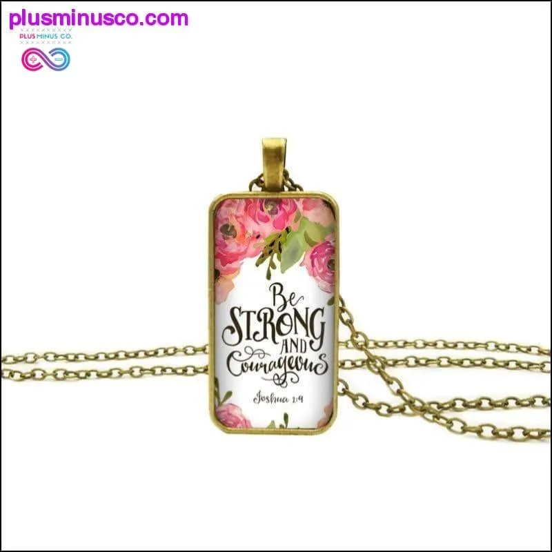 2020 New Bible Verse Necklace Boho Flower Rectangle Glass