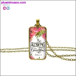2020 New Bible Verse Necklace Boho Flower Rectangle Glass