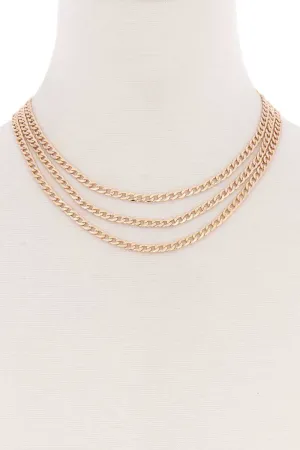 3 Simple Metal Chain Layered Necklace