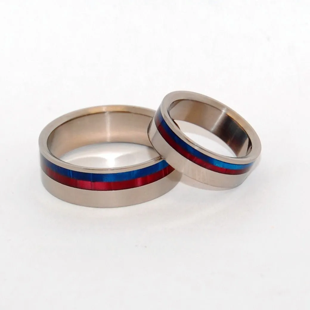 Act Of Freedom | Blue & Red Resin Wedding Ring Set