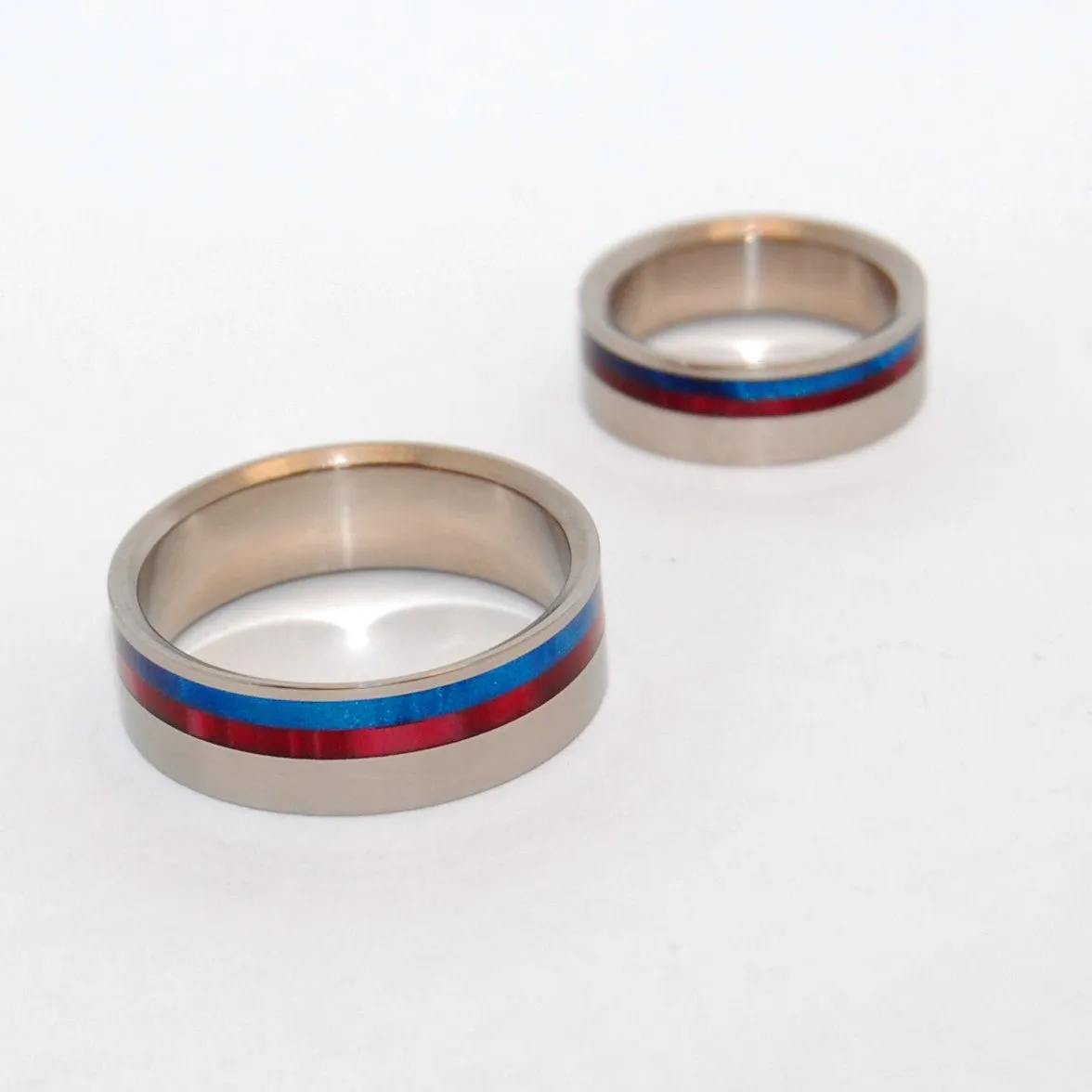Act Of Freedom | Blue & Red Resin Wedding Ring Set