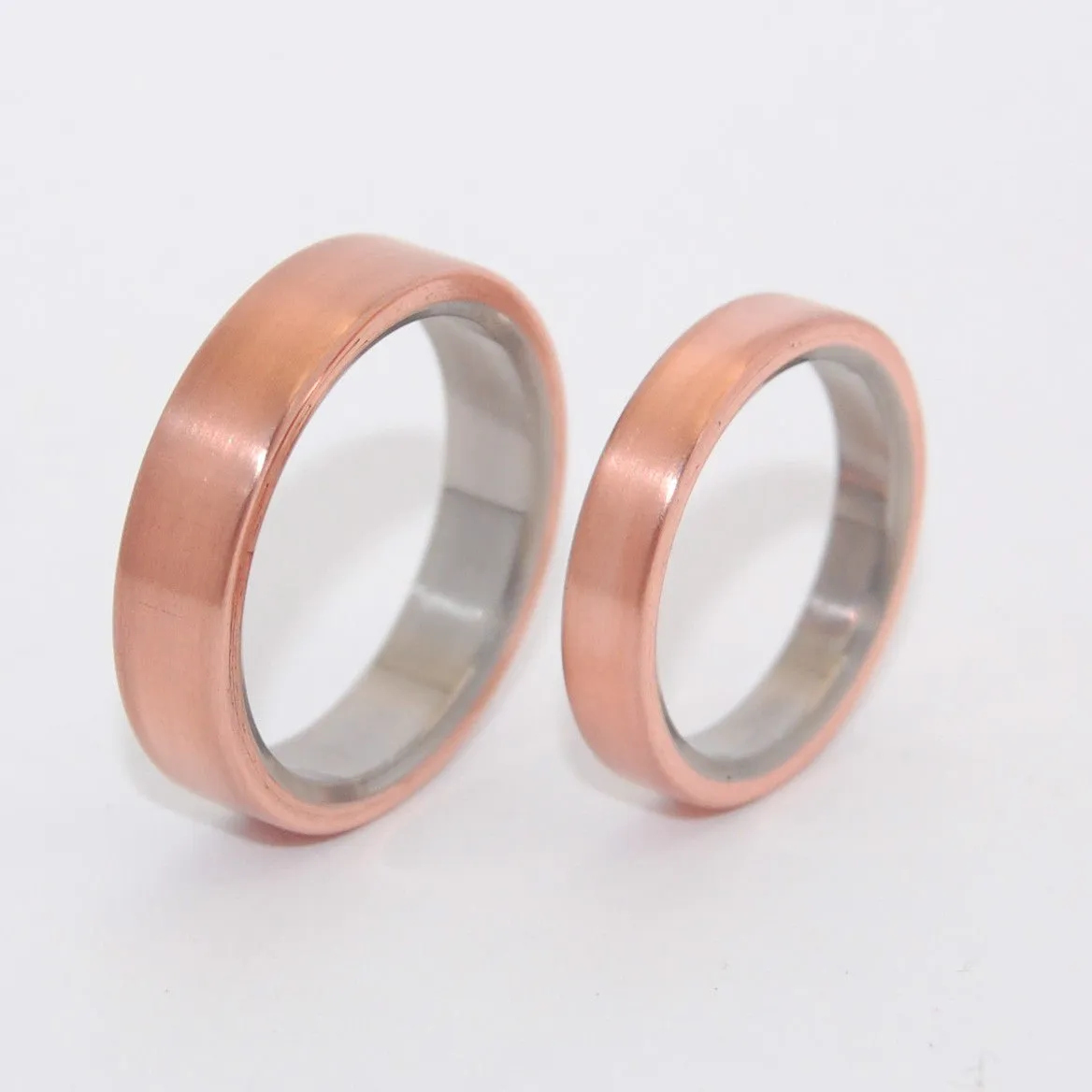 Allemande | Copper & Titanium Wedding Ring Set