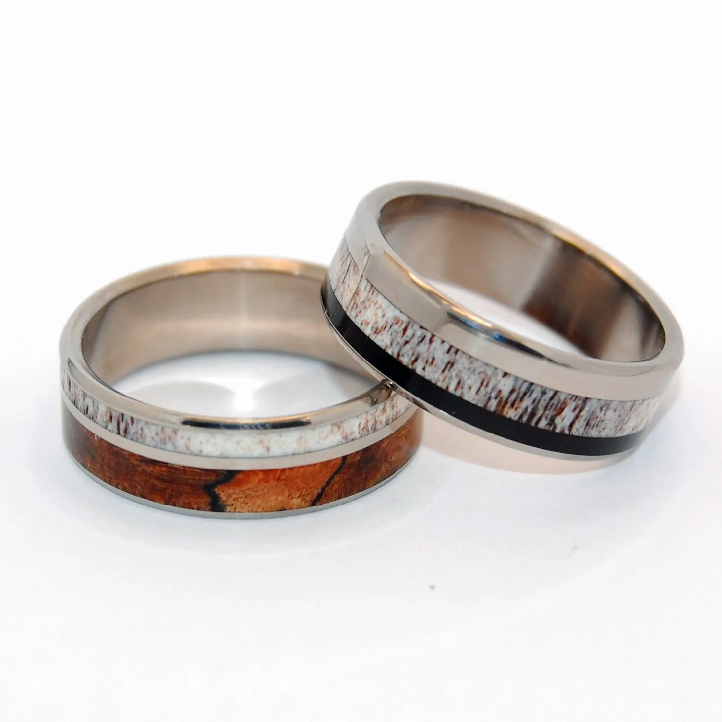 American Man & His Partner | Horn & Titanium Wedding Ring