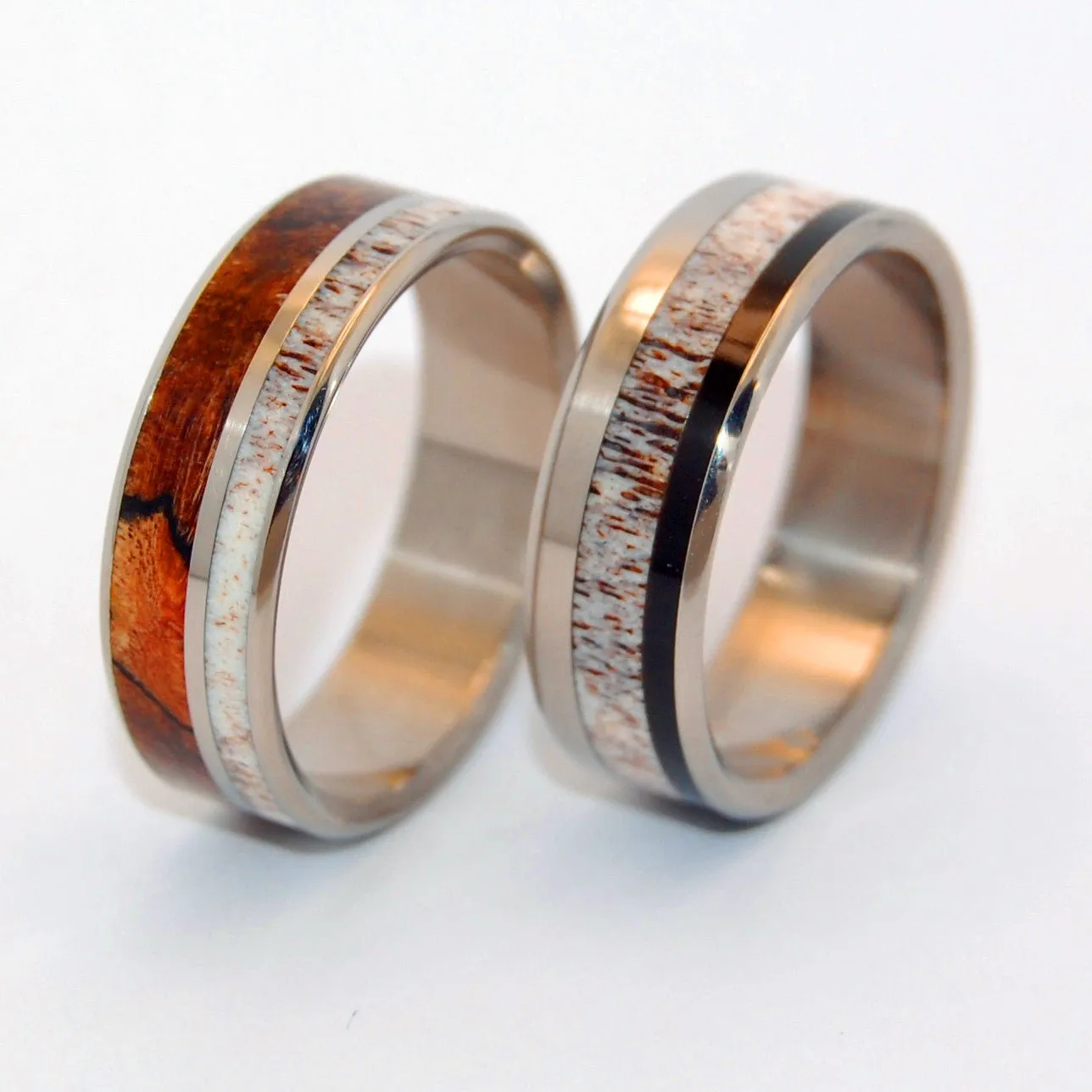 American Man & His Partner | Horn & Titanium Wedding Ring