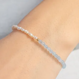 Aquamarine and Freshwater Pearl Bracelet with Gold vermeil Chain