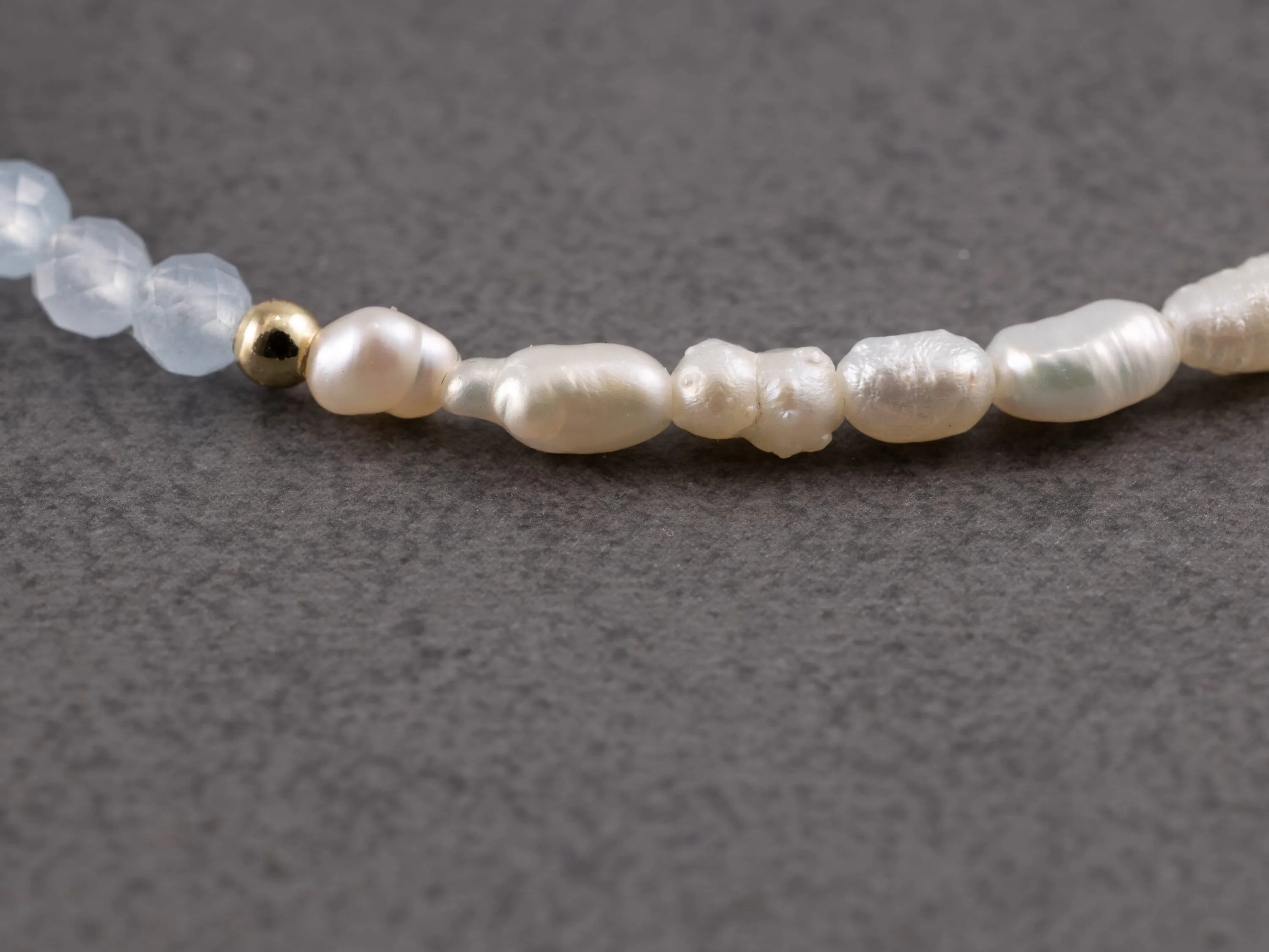 Aquamarine and Freshwater Pearl Bracelet with Gold vermeil Chain