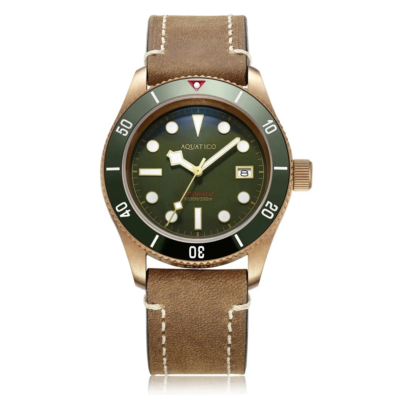 Aquatico Bronze Sea Star Military Green Dial Watch (Ceramic Insert)