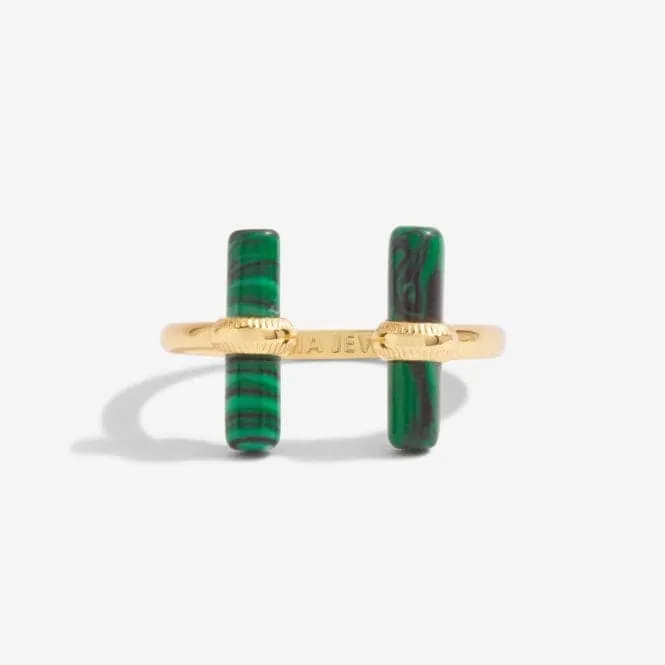 Aura Malachite Bar Gold Ring 6304