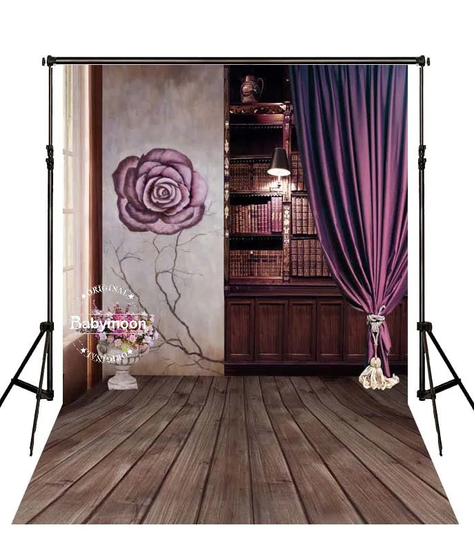 Babymoon Unique 3D Library Theme Backdrop | 8x12 feet | Purple