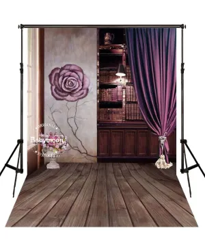 Babymoon Unique 3D Library Theme Backdrop | 8x12 feet | Purple