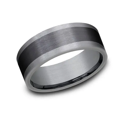 Benchmark 8mm Black Titanium Satin Finish Center with Tantalum Edges