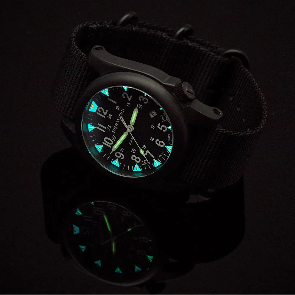 BERTUCCI Men's Black Dial Green Nylon Band Quartz Watch - 13554