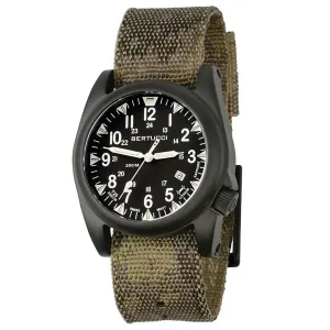 BERTUCCI Men's Black Dial Green Nylon Band Quartz Watch - 13554