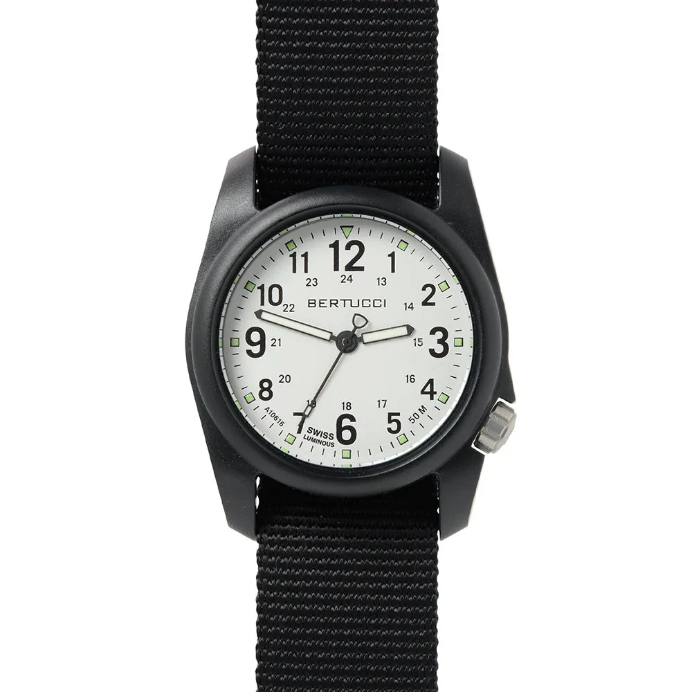 Bertucci Unisex Savvy Resin Case White Dial Black Nylon Band Round Watch - 11039