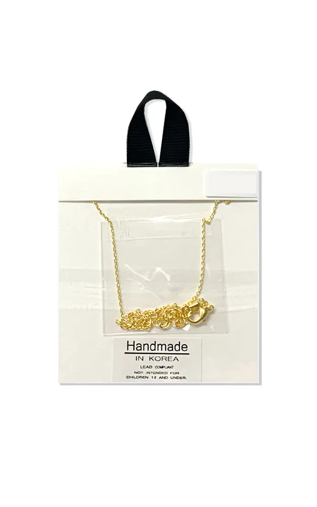 BJNA003GDCRY Gold "Flower Bud" Crystal Stone Necklace