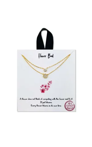 BJNA003GDCRY Gold "Flower Bud" Crystal Stone Necklace