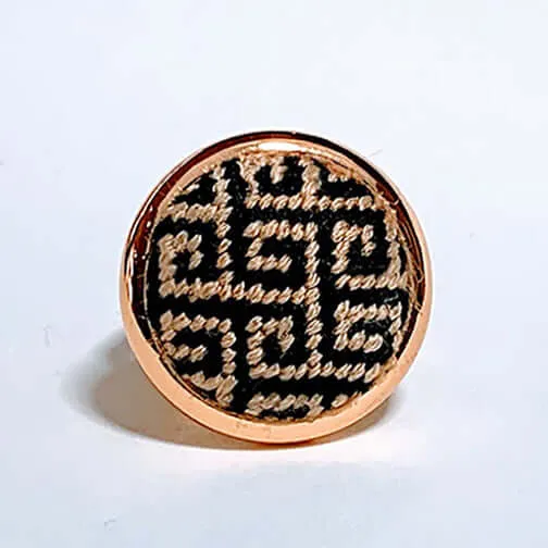 Black and Gold Greek Key Needlepoint Ring