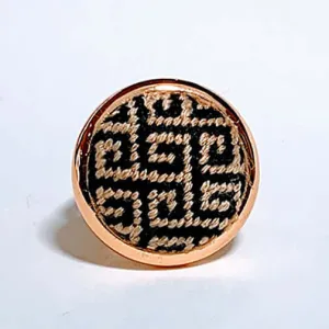 Black and Gold Greek Key Needlepoint Ring