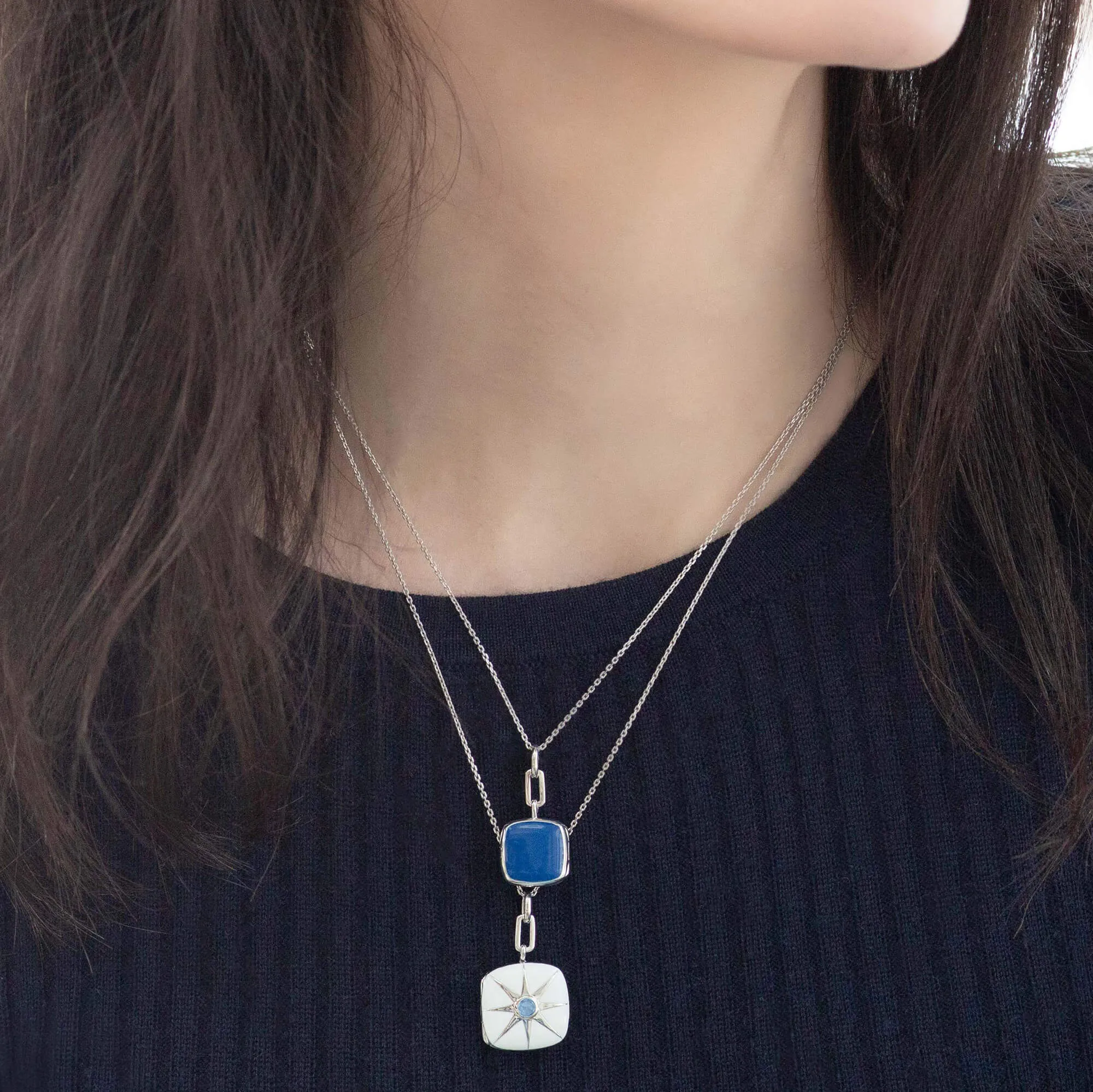 Blue Enamel Cushion Locket