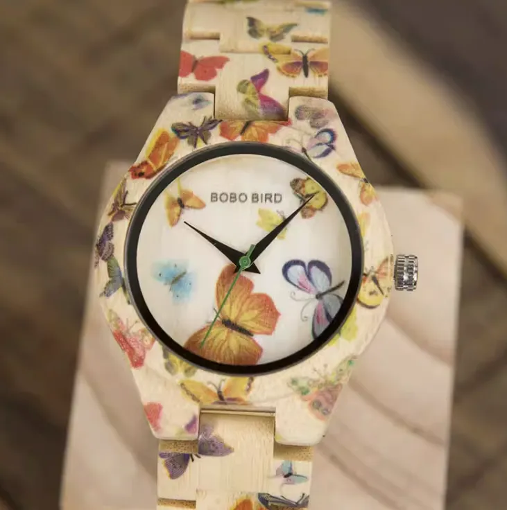 BOBO BIRD BUTTERFLY DESIGN HANDMADE WOODEN WATCH