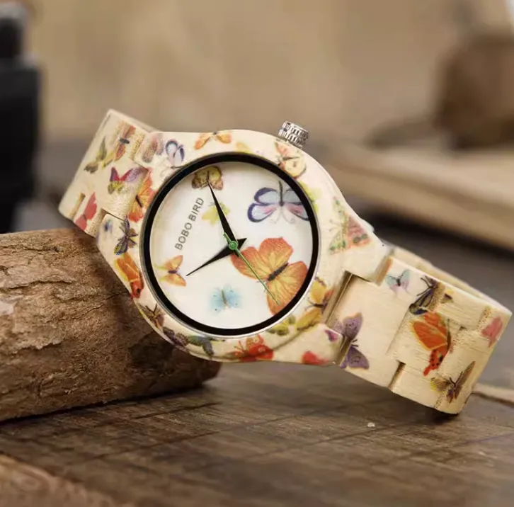 BOBO BIRD BUTTERFLY DESIGN HANDMADE WOODEN WATCH