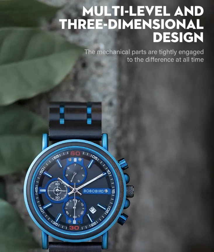 BOBO BIRD MULTI LEVEL VINTAGE DESIGN WOODEN WATCH