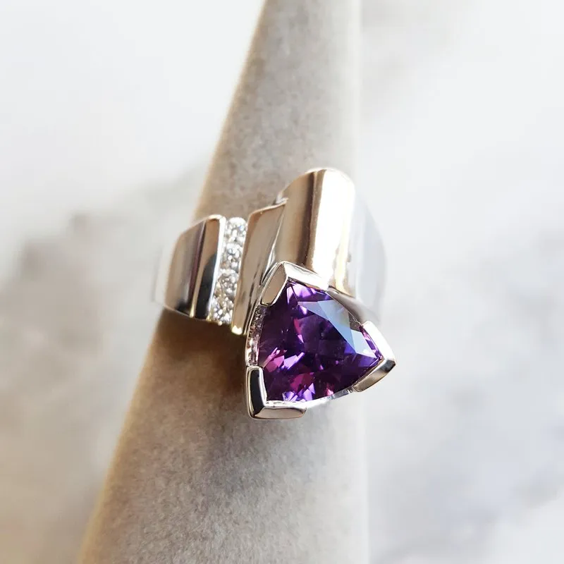 Bold Amethyst Trillion Ring