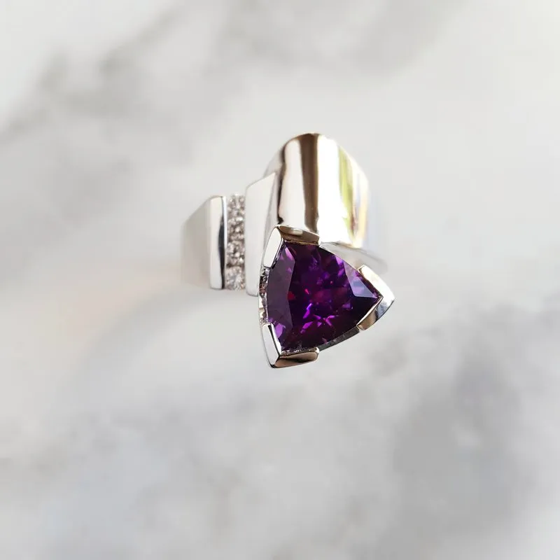 Bold Amethyst Trillion Ring