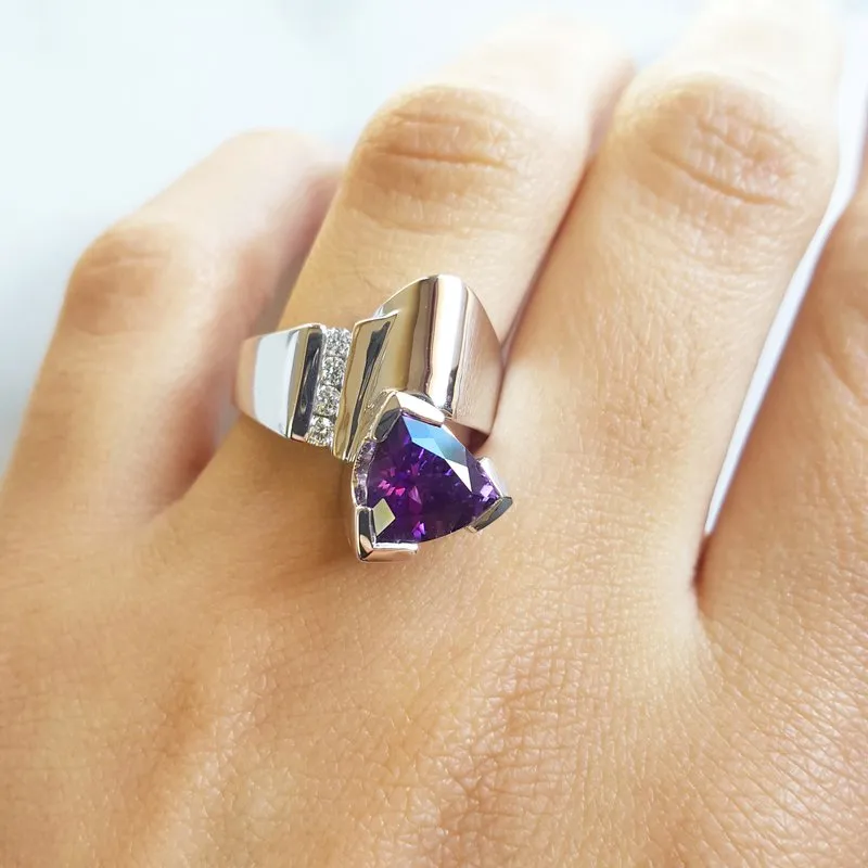 Bold Amethyst Trillion Ring