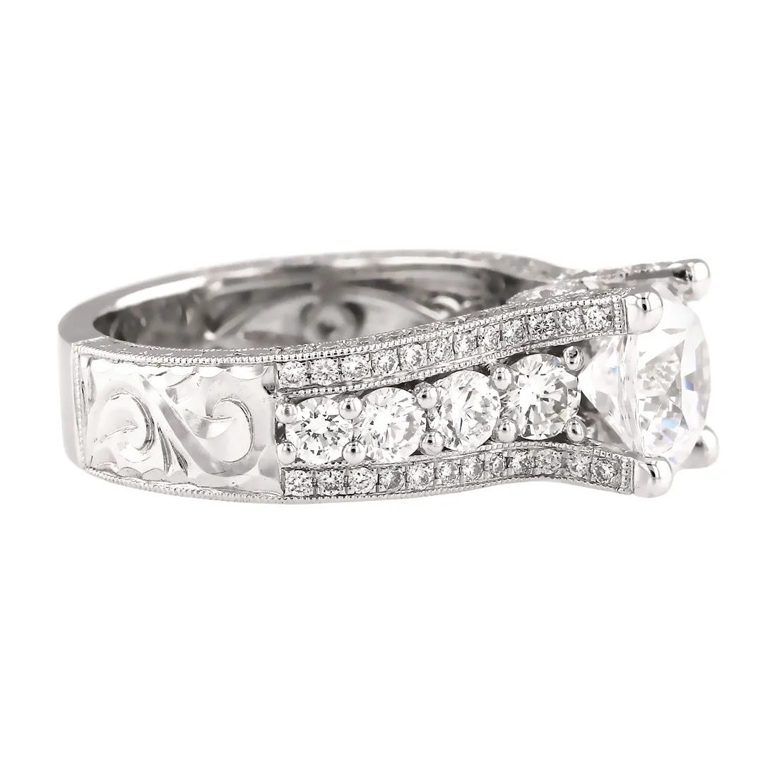 Bold Engraved Surprise Diamond Ring