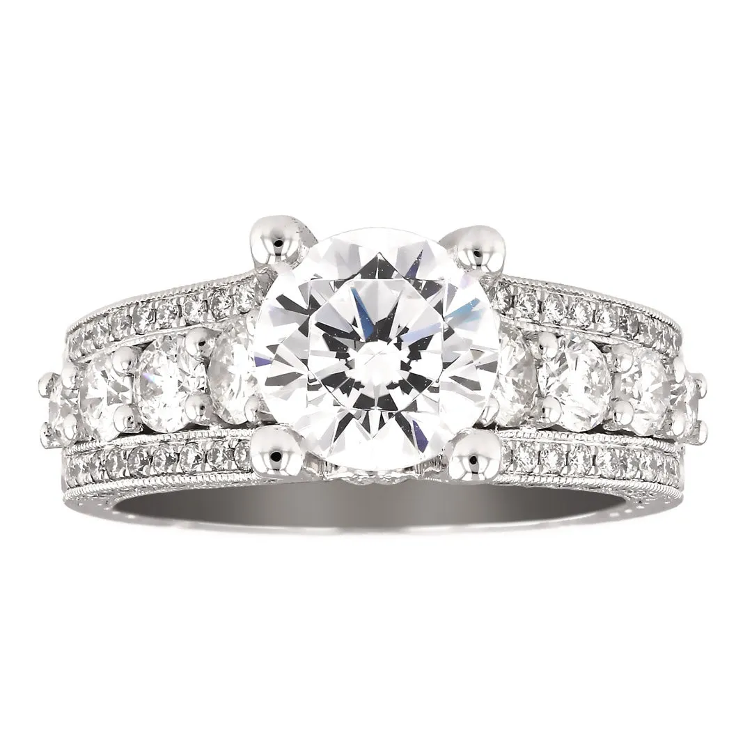 Bold Engraved Surprise Diamond Ring