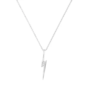 Bolt Silver Necklace w. Diamonds