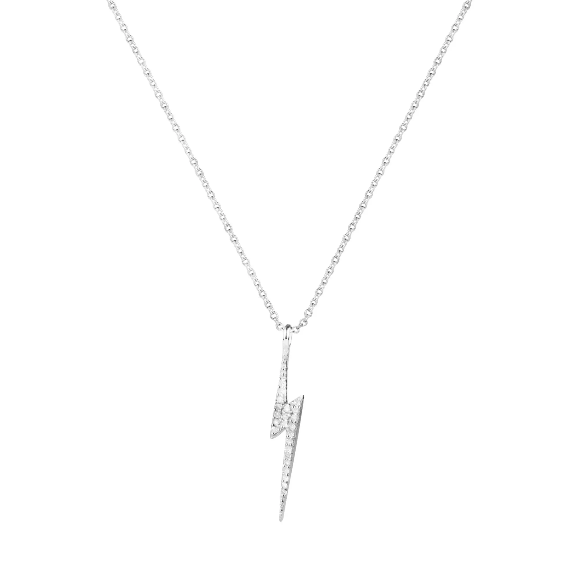 Bolt Silver Necklace w. Diamonds