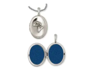 Brittany Dog Photo Locket Handmade Sterling Silver Dog Jewelry BS2-V