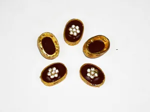 Brown Designer Oval Kundan Beads