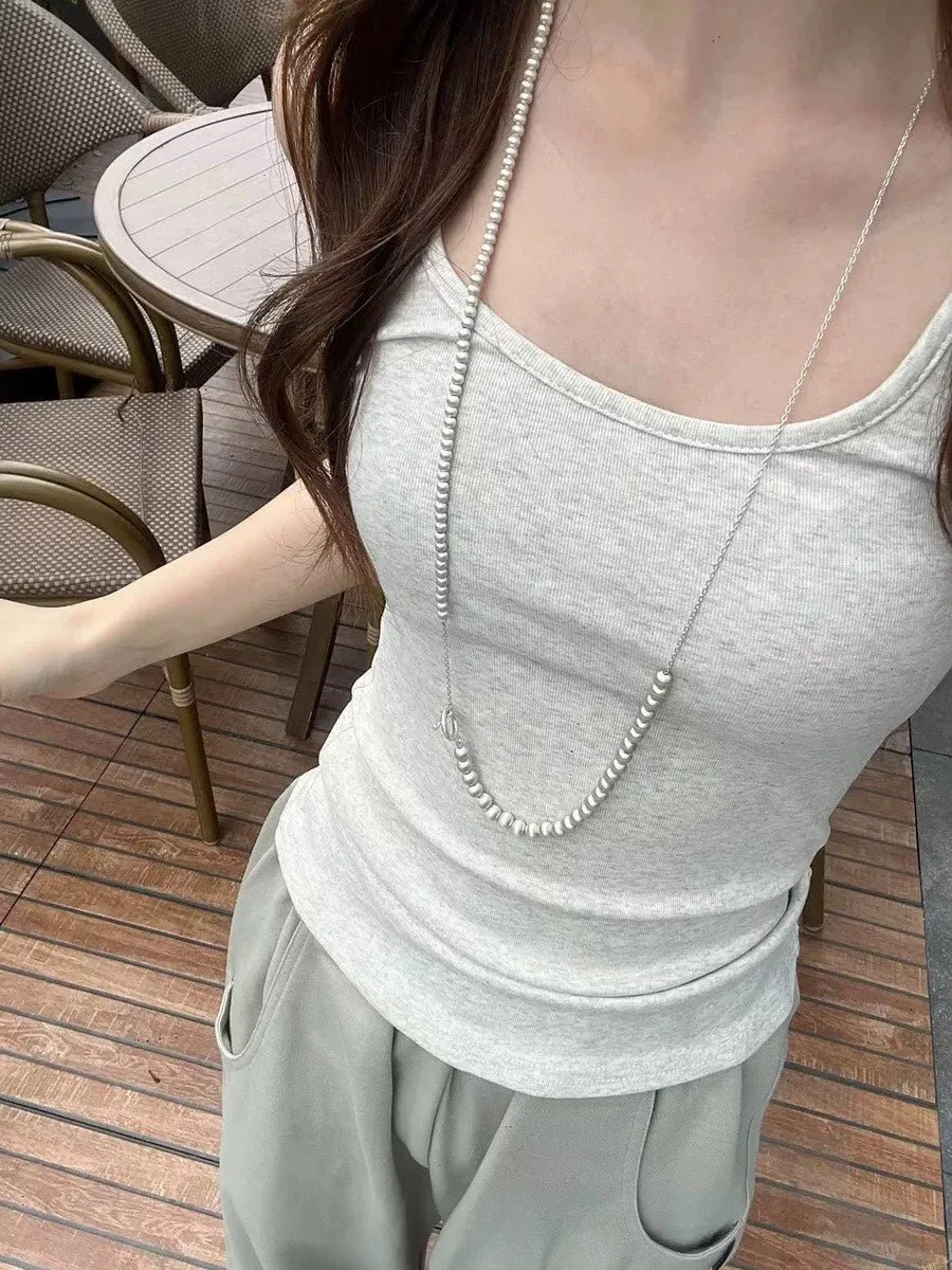 Brushed Ball Long Multi-Layer Wrap OT Chain Necklace