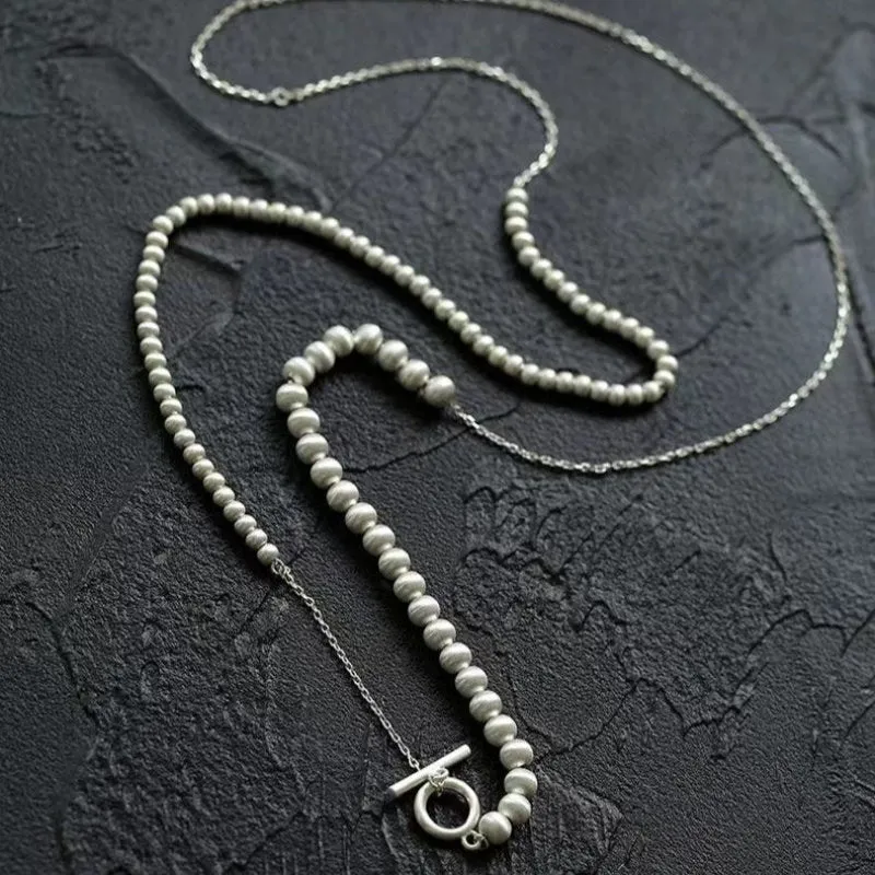 Brushed Ball Long Multi-Layer Wrap OT Chain Necklace
