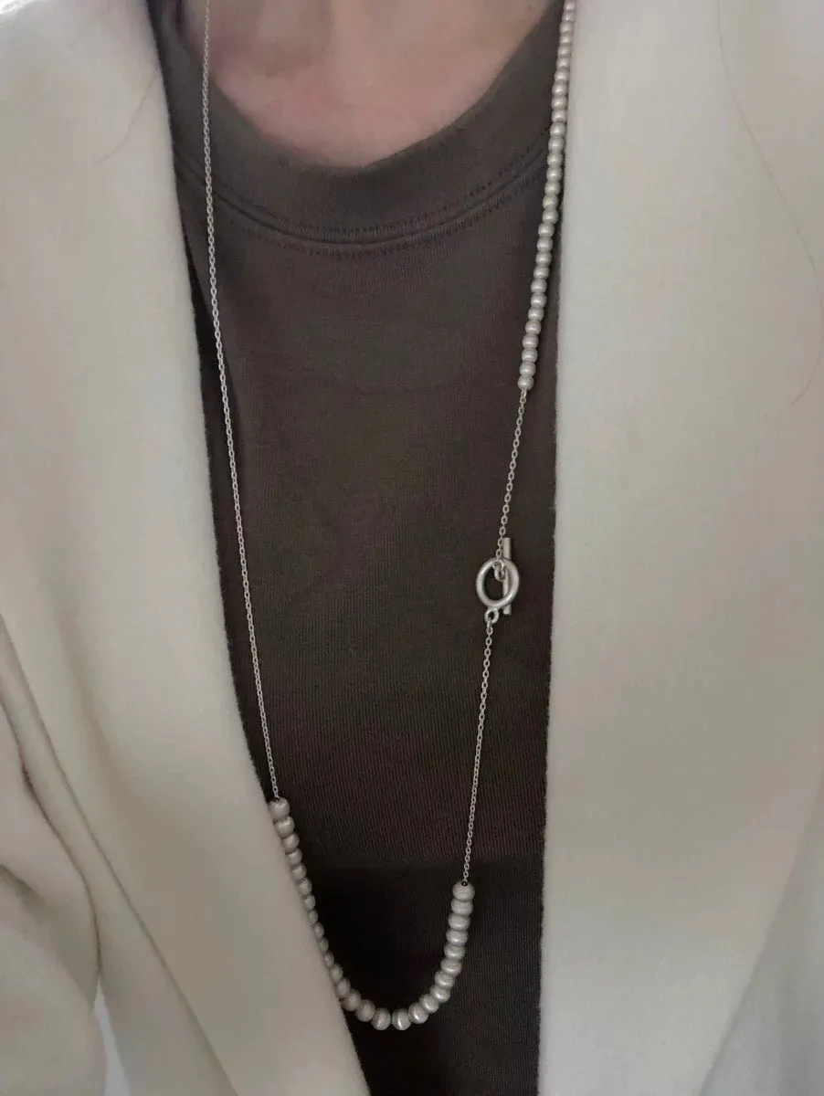 Brushed Ball Long Multi-Layer Wrap OT Chain Necklace