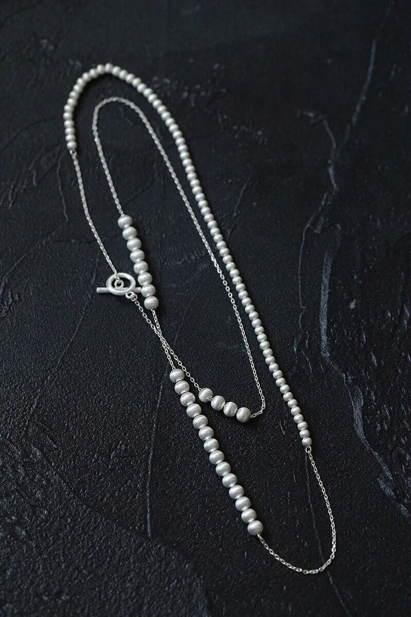 Brushed Ball Long Multi-Layer Wrap OT Chain Necklace