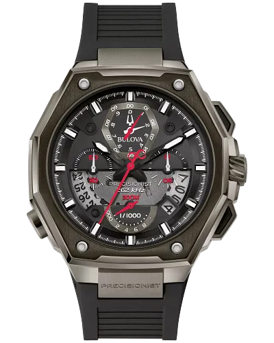 Bulova 98B358 Precisionist Chronograph Stainless Steel Black Strap Men Watches