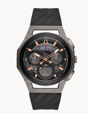 Bulova Men's Curv Black, Gray & Rose Gold Tone Watch (I520)